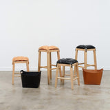 Il Bisonte Home Objects Large Cowhide Stool with Pillow in Nero Nero / 14.6" L X 28.3" H X 15.2" D