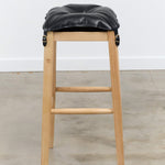 Il Bisonte Home Objects Large Cowhide Stool with Pillow in Nero Nero / 14.6" L X 28.3" H X 15.2" D