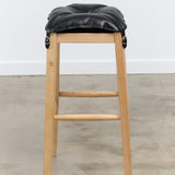 Il Bisonte Home Objects Large Cowhide Stool with Pillow in Nero Nero / 14.6" L X 28.3" H X 15.2" D