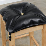 Il Bisonte Home Objects Large Cowhide Stool with Pillow in Nero Nero / 14.6" L X 28.3" H X 15.2" D