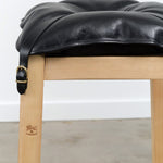 Il Bisonte Home Objects Large Cowhide Stool with Pillow in Nero Nero / 14.6" L X 28.3" H X 15.2" D