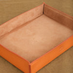 Il Bisonte Large Cowhide Tray in Caramel with Suede interior 