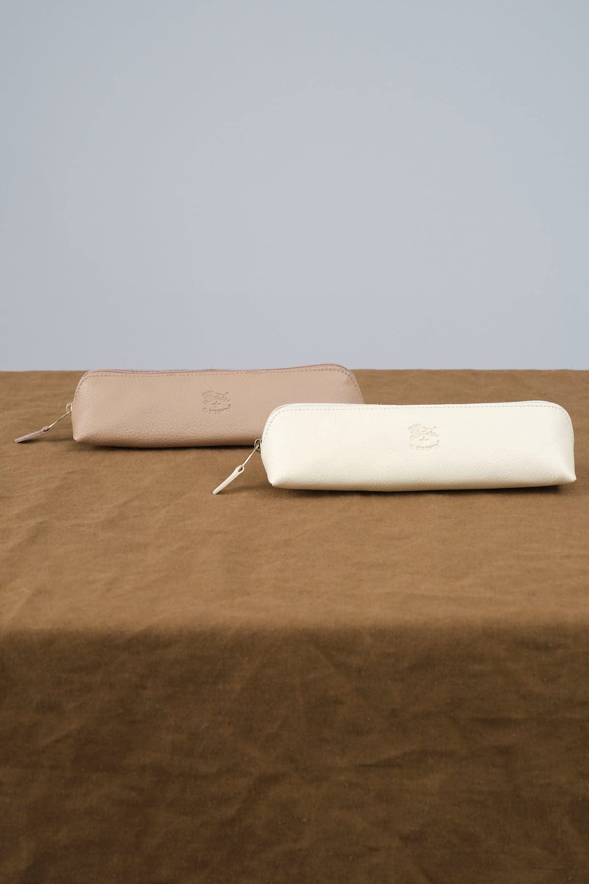 Il Bisonte Accessories Wallets Pencil Case in Milk Milk / 8" L X 1.25" H X 1.5" D