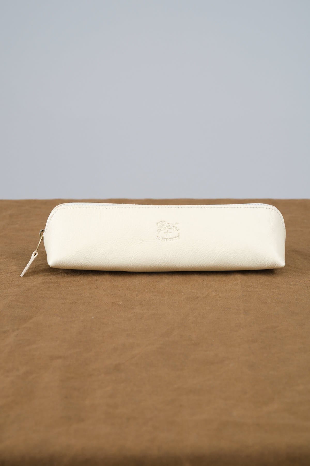 Il Bisonte Accessories Wallets Pencil Case in Milk Milk / 8" L X 1.25" H X 1.5" D