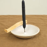 Stoneware Clay Incense Burner in Piker White with incense stick and palo santo