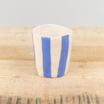 Isabel Halley Ceramics Home Kitchen Dishware Wine Cups Painters Tape Blue / 1.75" D X 3.25" H