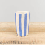 Isabel Halley Ceramics Home Kitchen Dishware Water Cups Painters Tape Blue / 3" D X 7" H