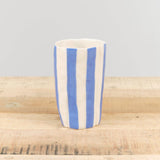 Isabel Halley Ceramics Home Kitchen Dishware Water Cups Painters Tape Blue / 3" D X 7" H