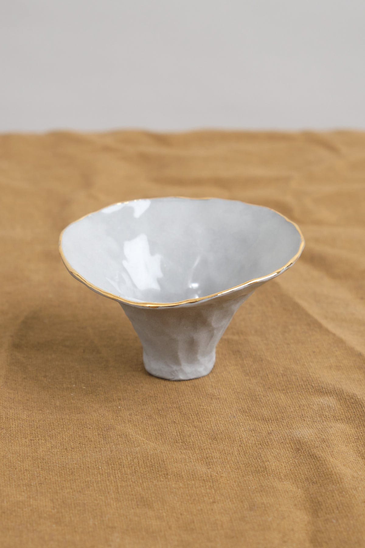 Isabel Halley Ceramics Home Kitchen Containers Pinch Pot with Gold Rim Grey / 4" Dia X 1.5" H