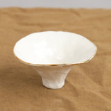 Isabel Halley Ceramics Home Kitchen Containers Pinch Pot with Gold Rim Natural / 4" Dia X 1.5" H