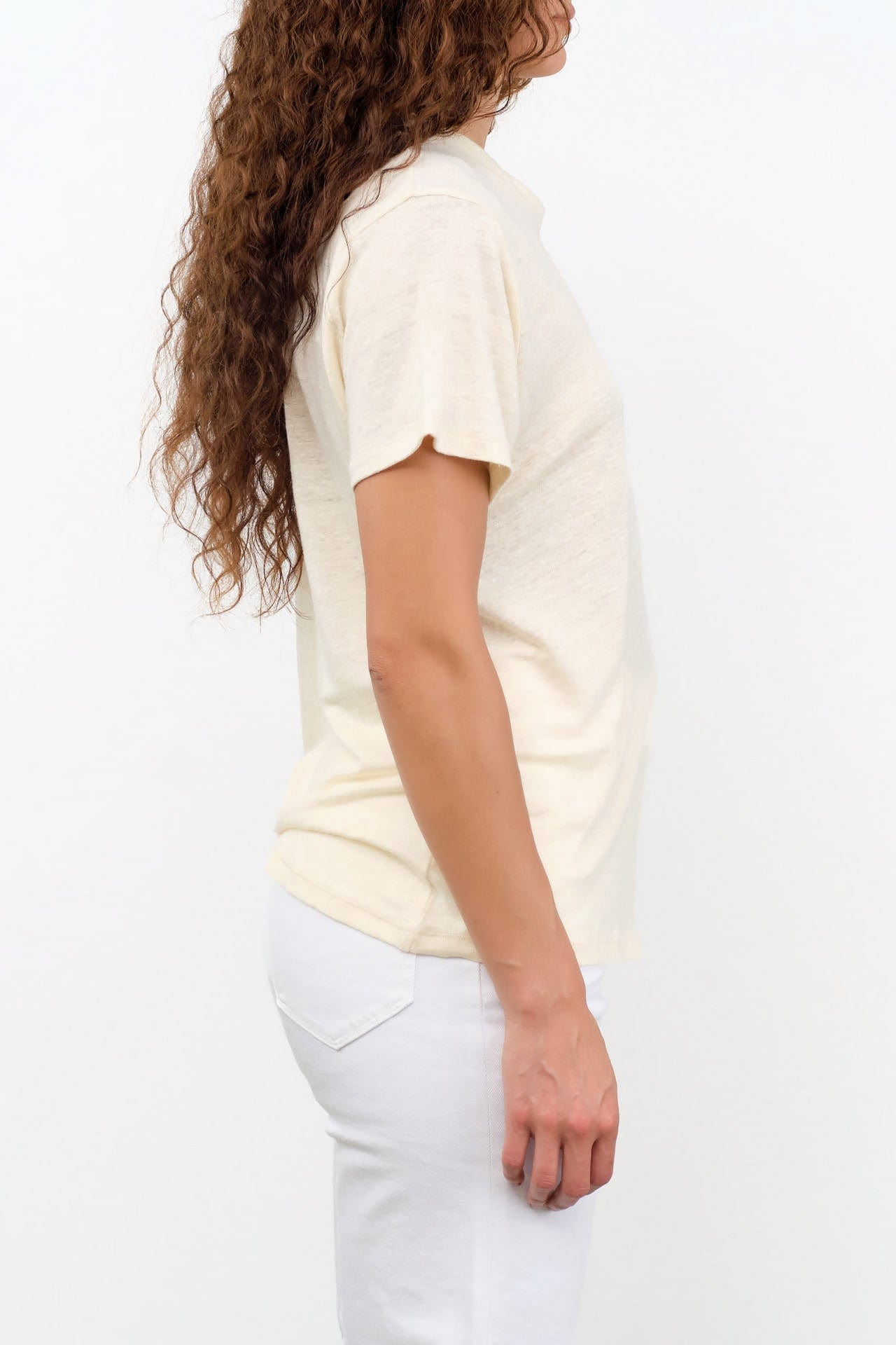Jamie Haller Apparel Womens Blouses The Chameleon Tee Linen in Ecru