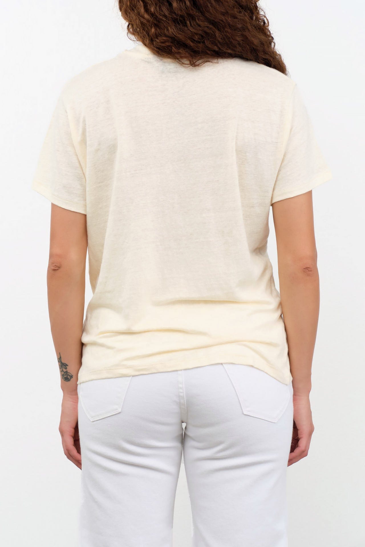 Jamie Haller Apparel Womens Blouses The Chameleon Tee Linen in Ecru