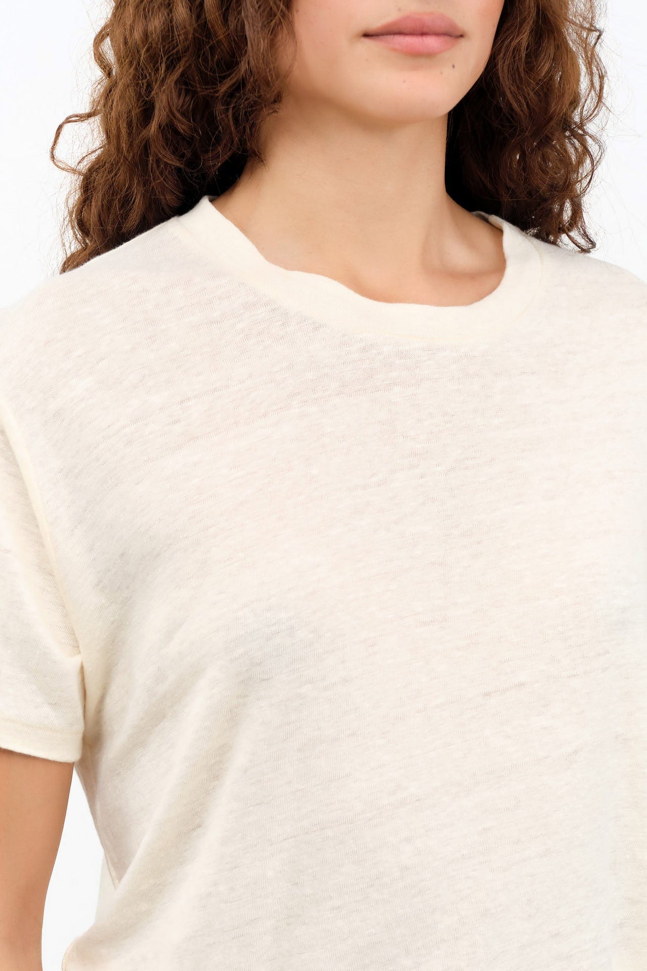 Jamie Haller Apparel Womens Blouses The Chameleon Tee Linen in Ecru