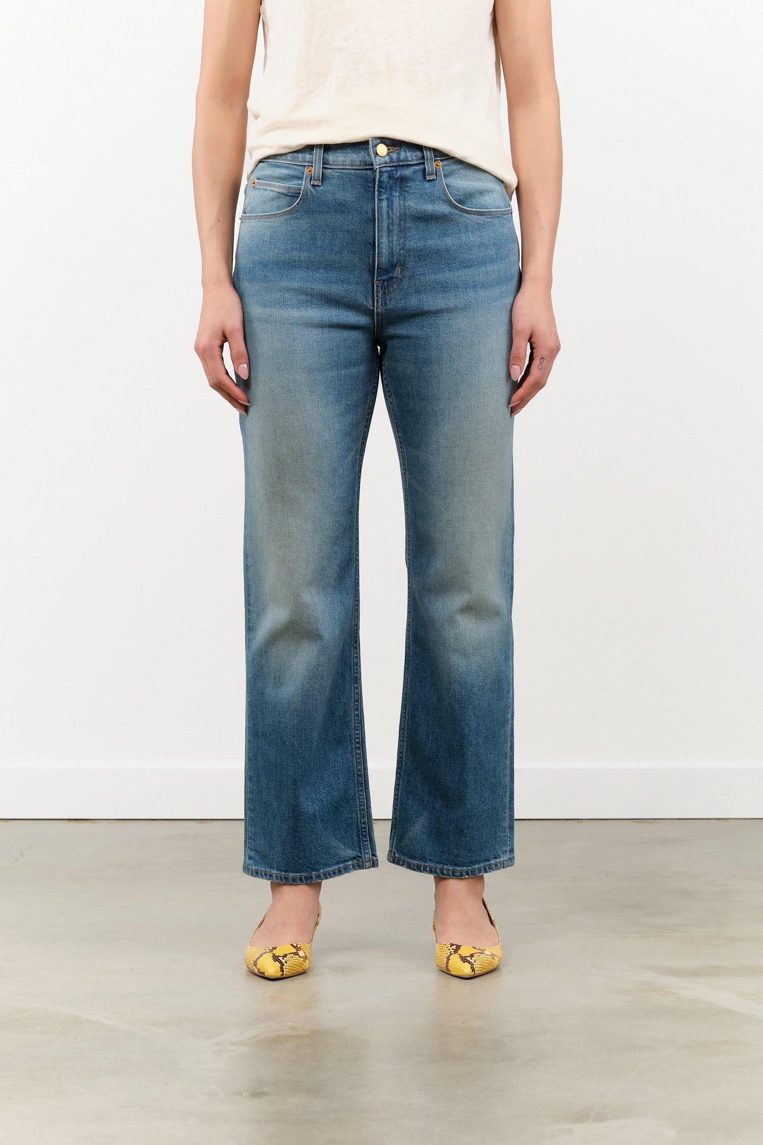 Jamie Haller Apparel Womens Denim The Kenickie Jean in Distressed Indigo