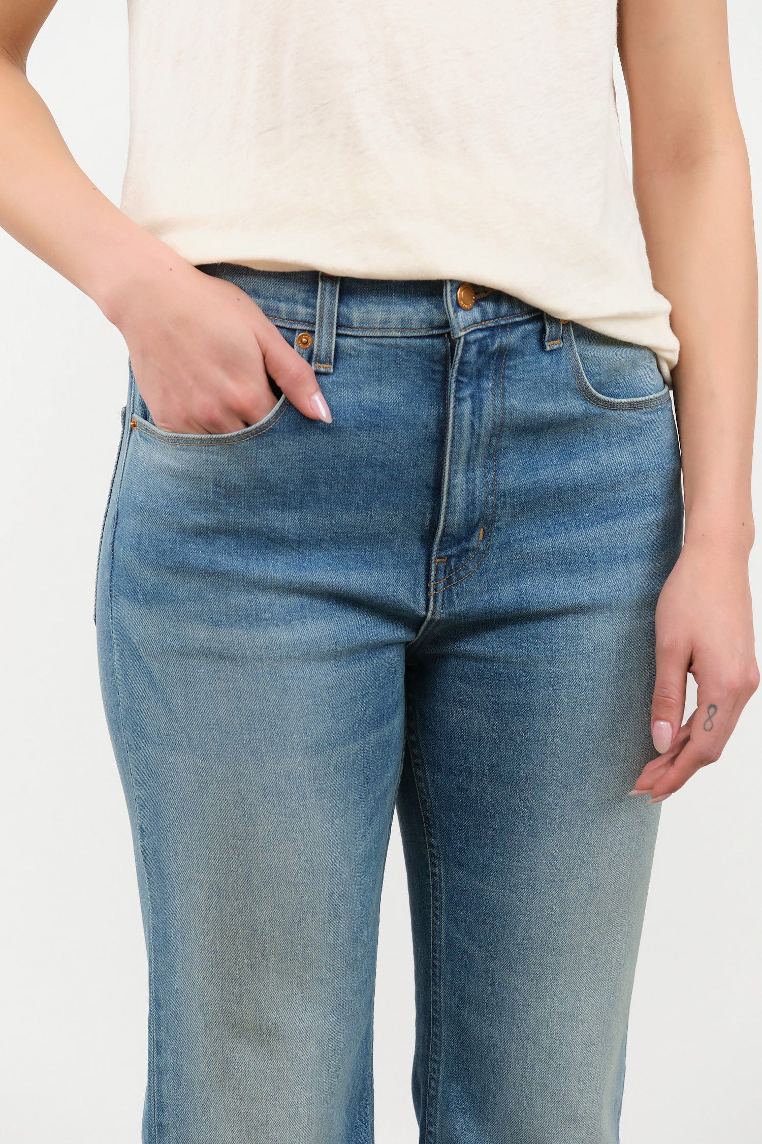 Jamie Haller Apparel Womens Denim The Kenickie Jean in Distressed Indigo