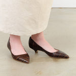 Jamie Haller Accessories Womens Shoes The Kitty Point Heel in Deep Brown Croc