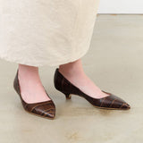 Jamie Haller Accessories Womens Shoes The Kitty Point Heel in Deep Brown Croc