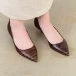 Jamie Haller Accessories Womens Shoes The Kitty Point Heel in Deep Brown Croc Deep Brown Croc / 35
