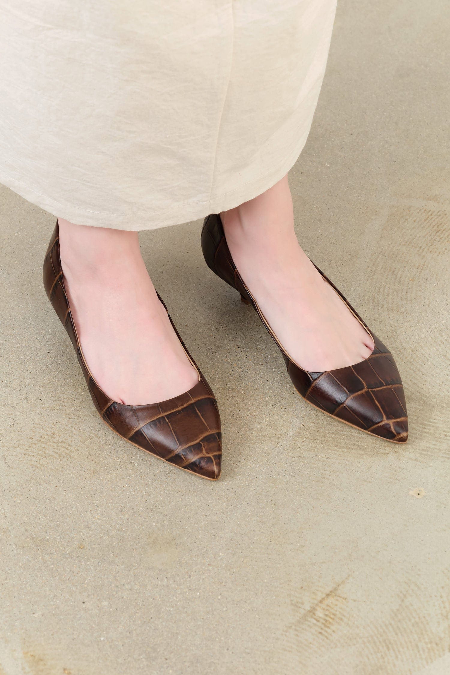 Jamie Haller Accessories Womens Shoes The Kitty Point Heel in Deep Brown Croc Deep Brown Croc / 35