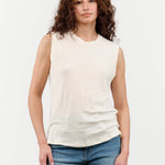Jamie Haller Apparel Womens Blouses The Muscle Tee Linen in Ecru