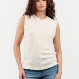 Jamie Haller Apparel Womens Blouses The Muscle Tee Linen in Ecru