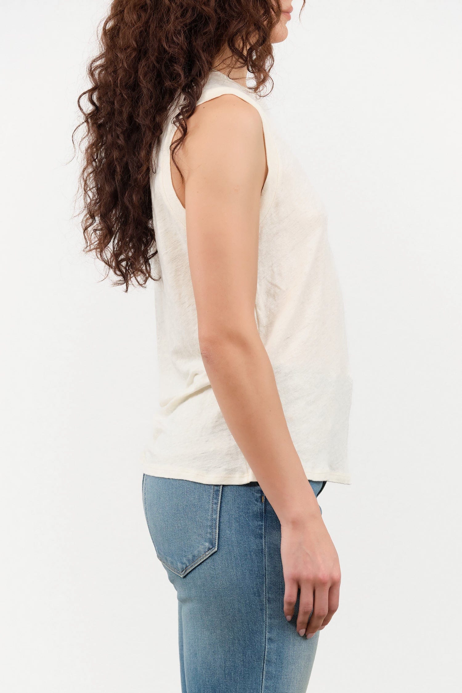 Jamie Haller Apparel Womens Blouses The Muscle Tee Linen in Ecru
