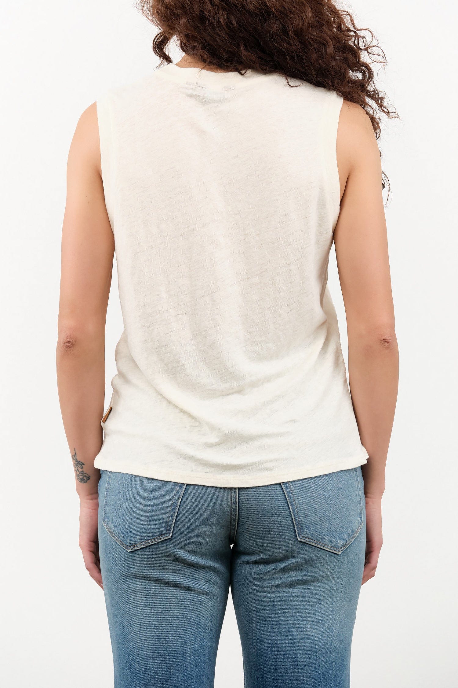 Jamie Haller Apparel Womens Blouses The Muscle Tee Linen in Ecru