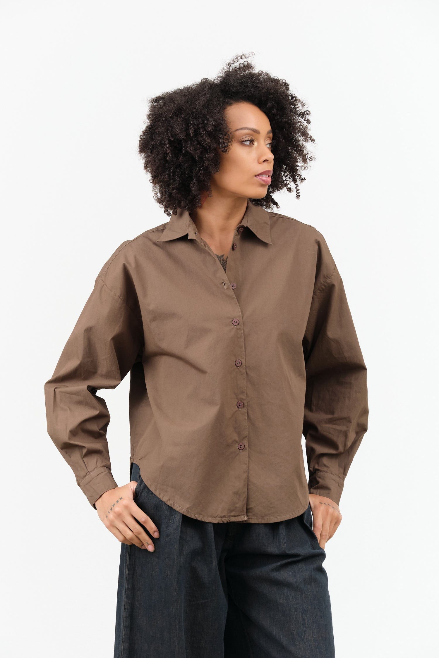 Jesse Kamm Apparel Womens Blouses Alberta Shirt in Mushroom Mushroom / XS/S