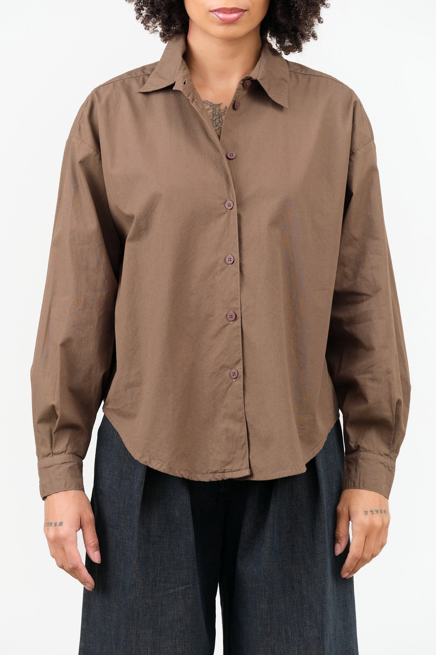 Jesse Kamm Apparel Womens Blouses Alberta Shirt in Mushroom