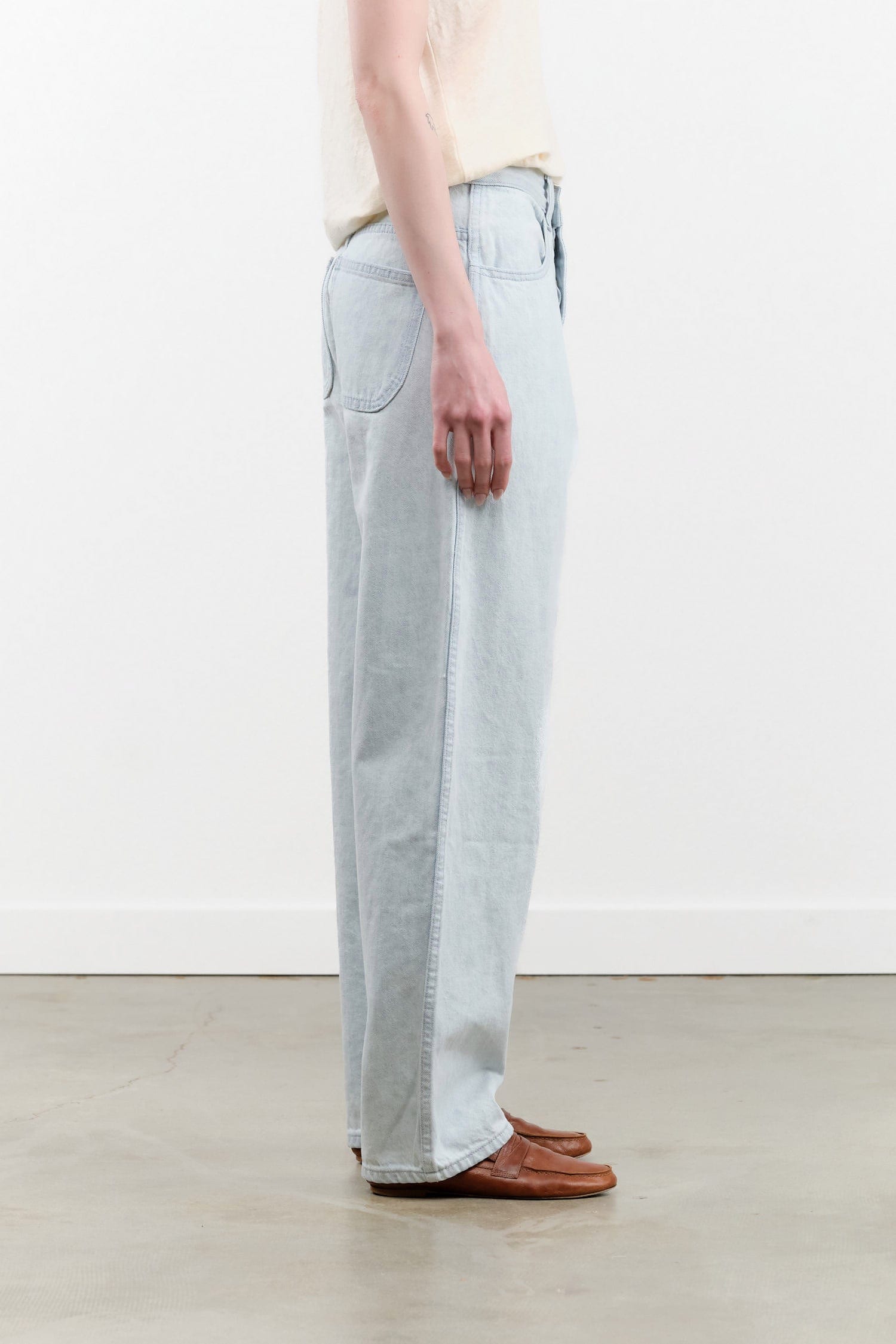 Jesse Kamm Apparel Womens Denim California Wide Pant in Pale Blue Denim
