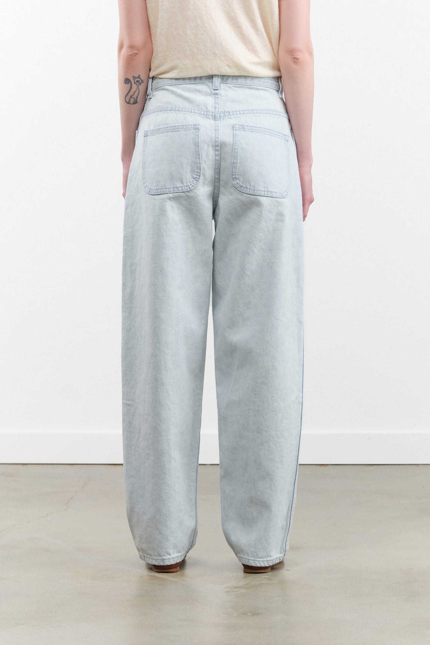 Jesse Kamm Apparel Womens Denim California Wide Pant in Pale Blue Denim