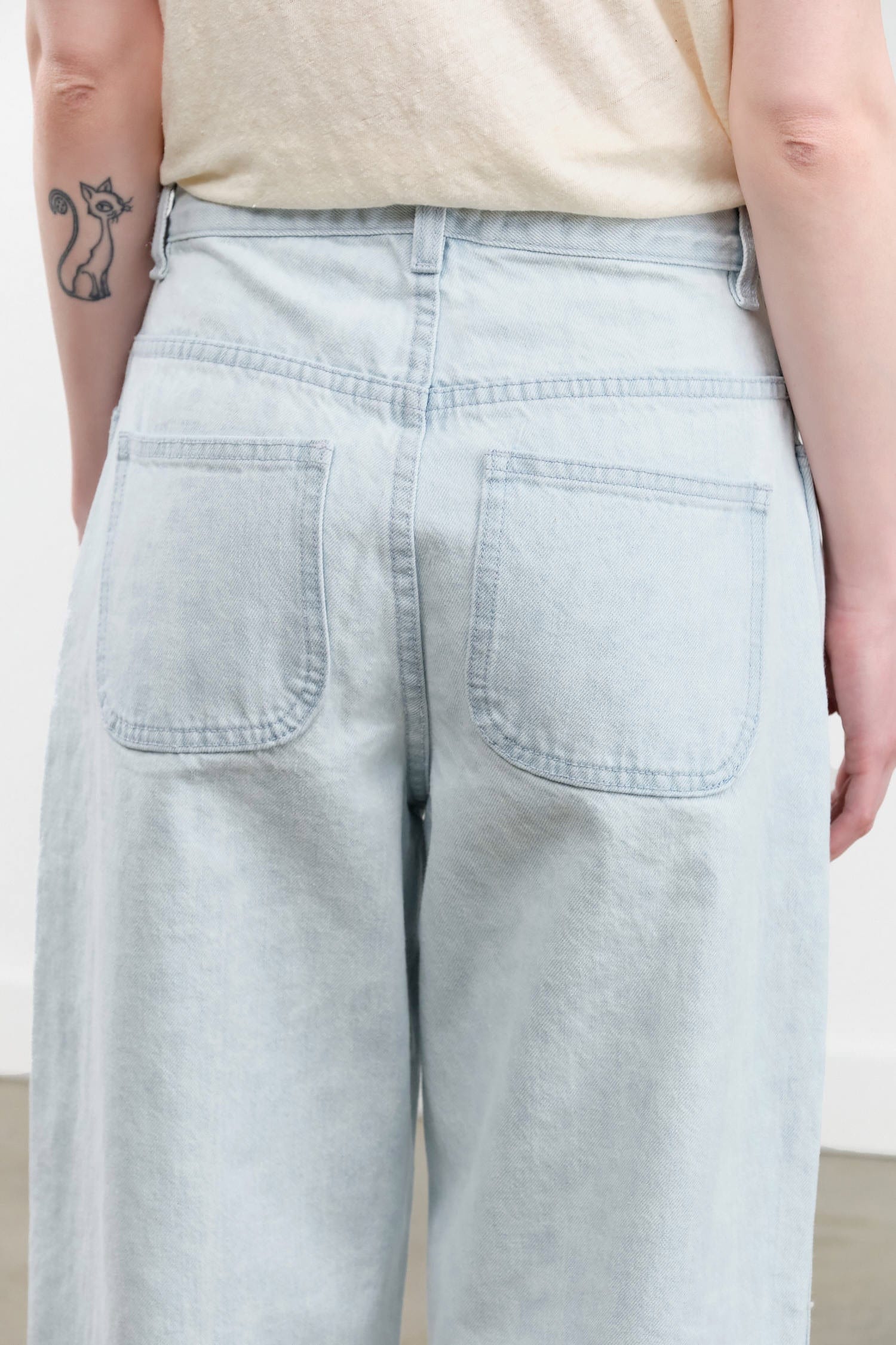 Jesse Kamm Apparel Womens Denim California Wide Pant in Pale Blue Denim