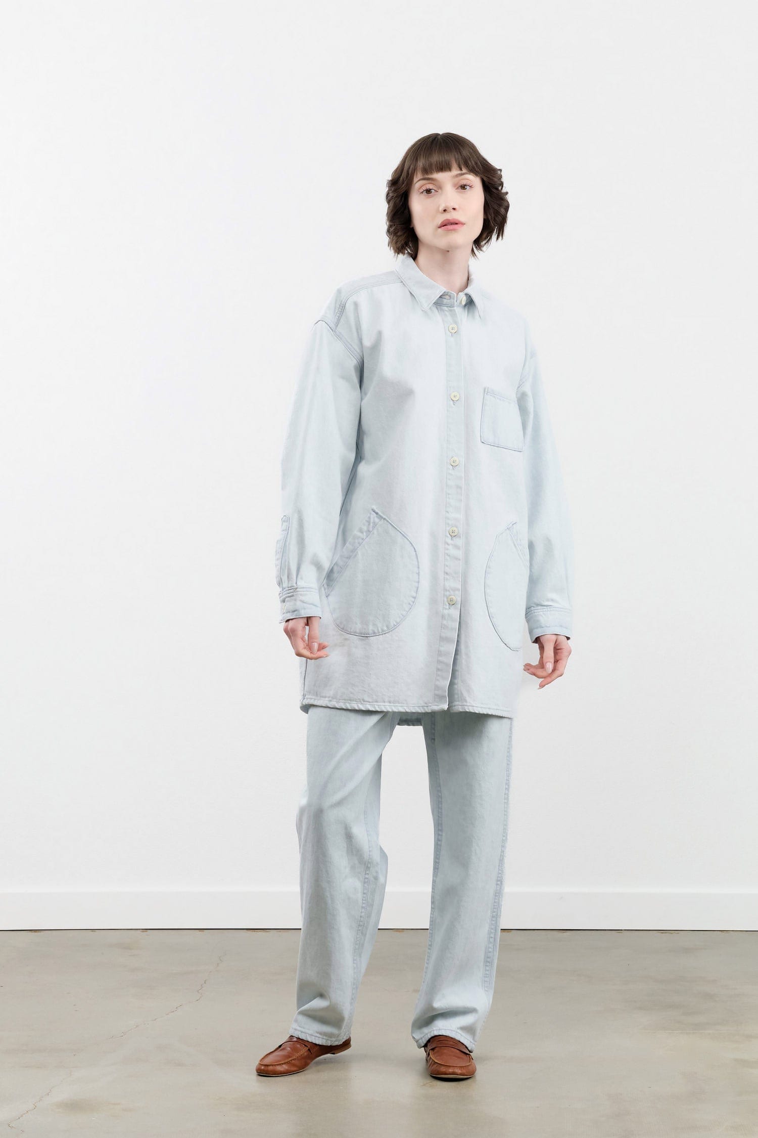 Jesse Kamm Apparel Womens Denim California Wide Pant in Pale Blue Denim Pale Blue Denim / 00