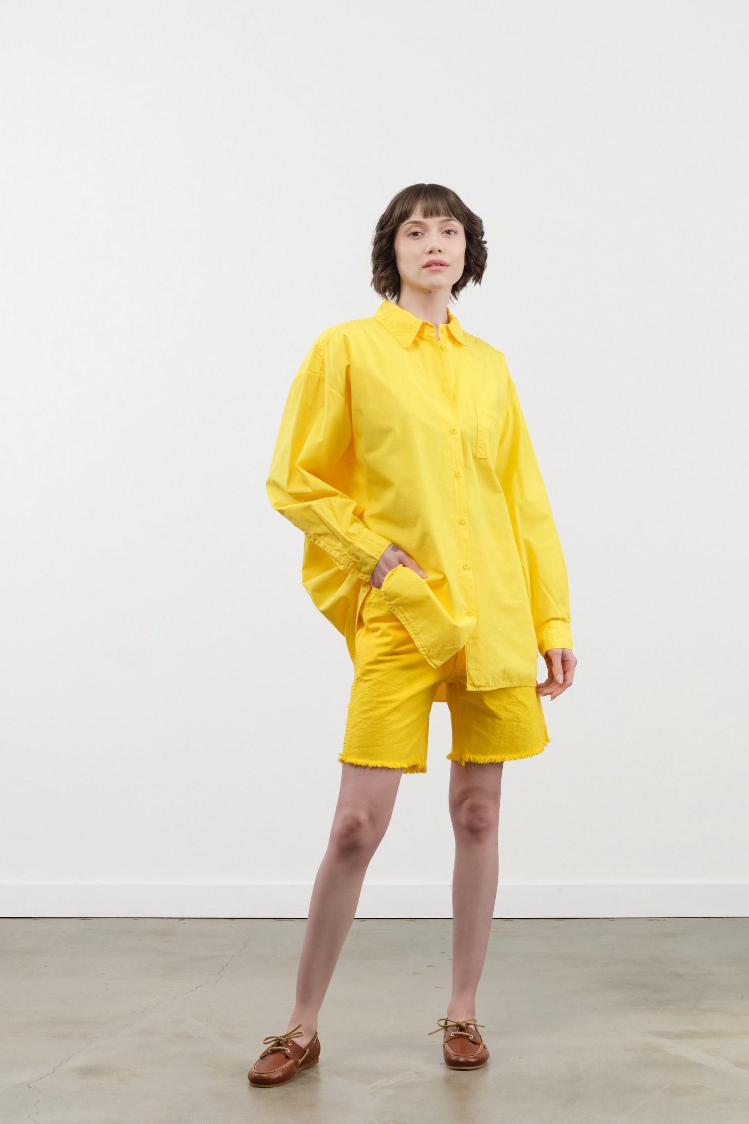 Jesse Kamm Apparel Womens Shorts Lake Shorts in Primary Yellow Primary Yellow / 0