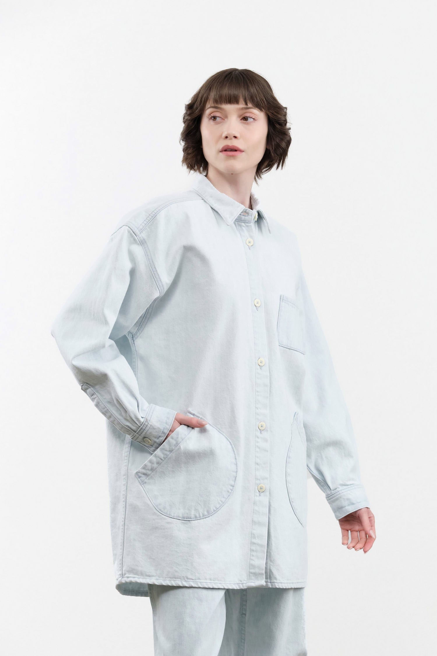 Jesse Kamm Apparel Womens Jackets Okuda Jacket in Pale Blue Denim