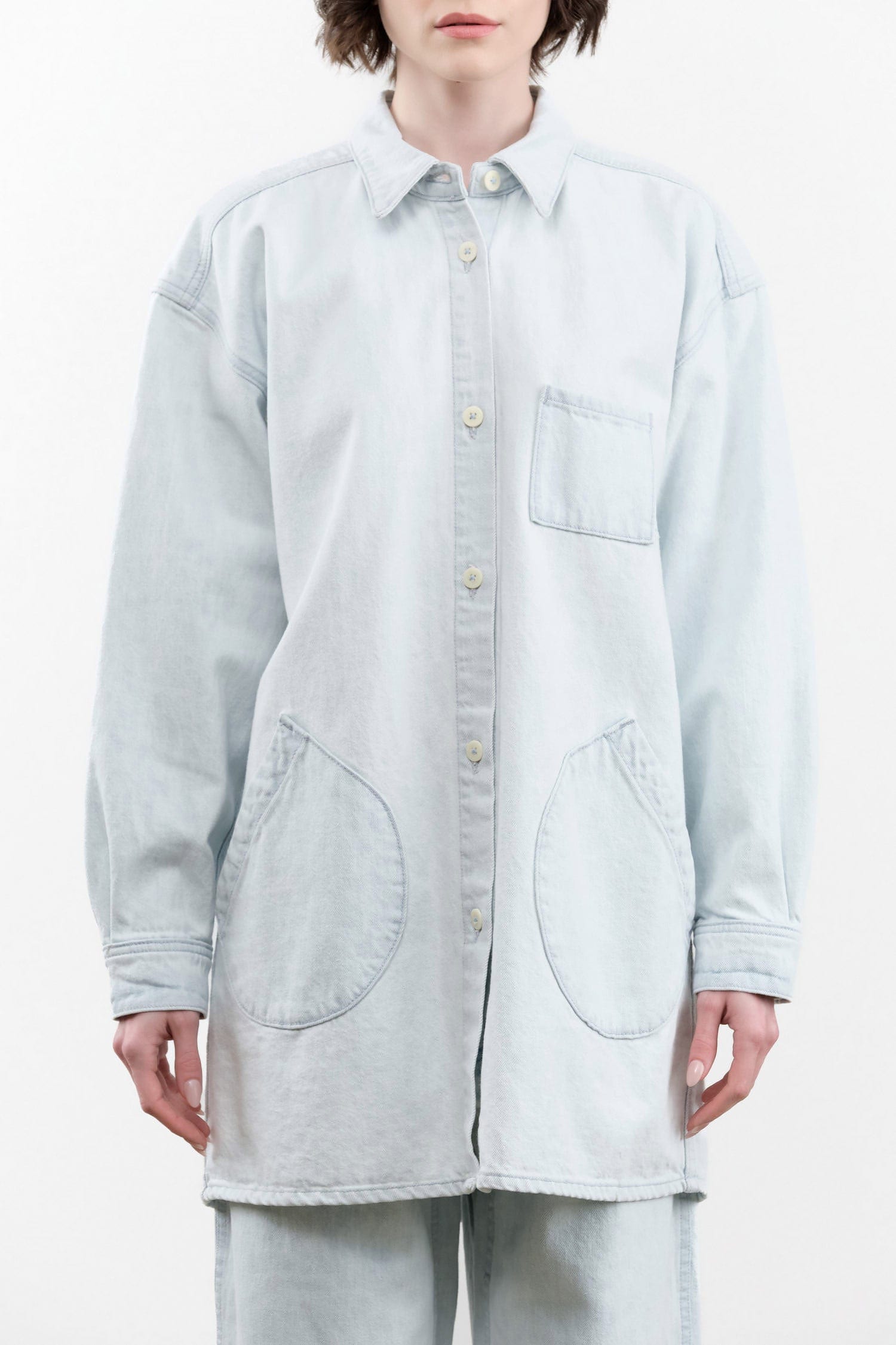 Jesse Kamm Apparel Womens Jackets Okuda Jacket in Pale Blue Denim