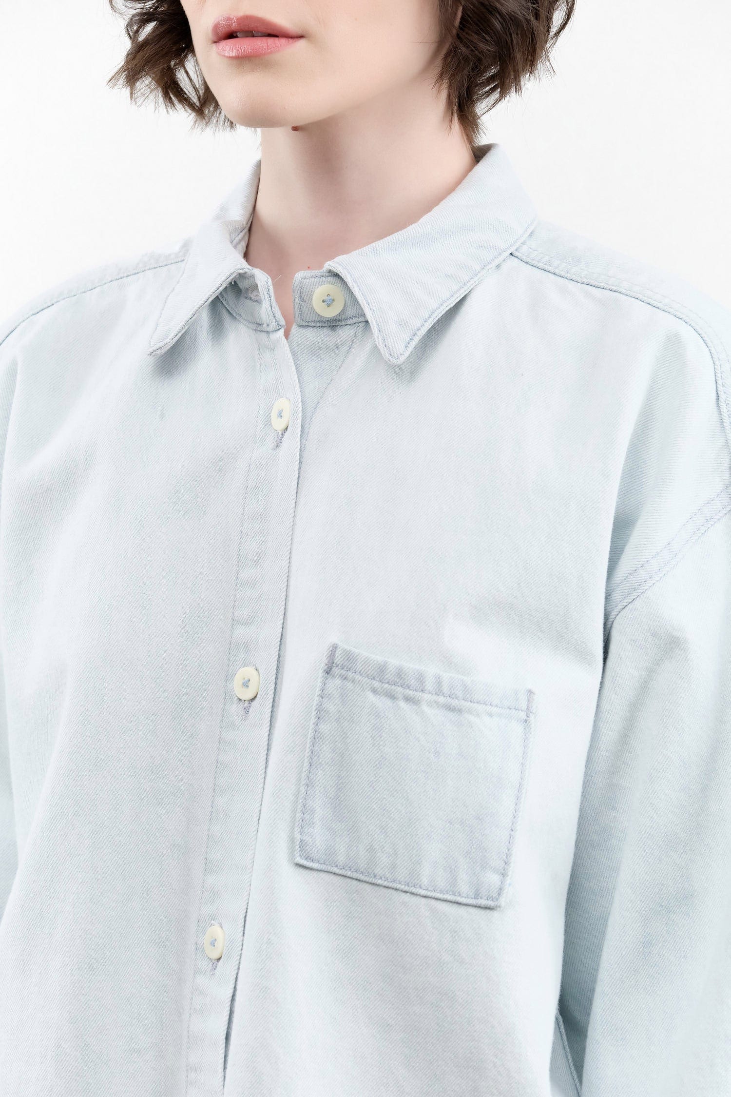 Jesse Kamm Apparel Womens Jackets Okuda Jacket in Pale Blue Denim