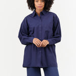 Jesse Kamm Apparel Womens Blouses Painter Shirt in Bill Cunningham Blue Bill Cunningham Blue / XS/S