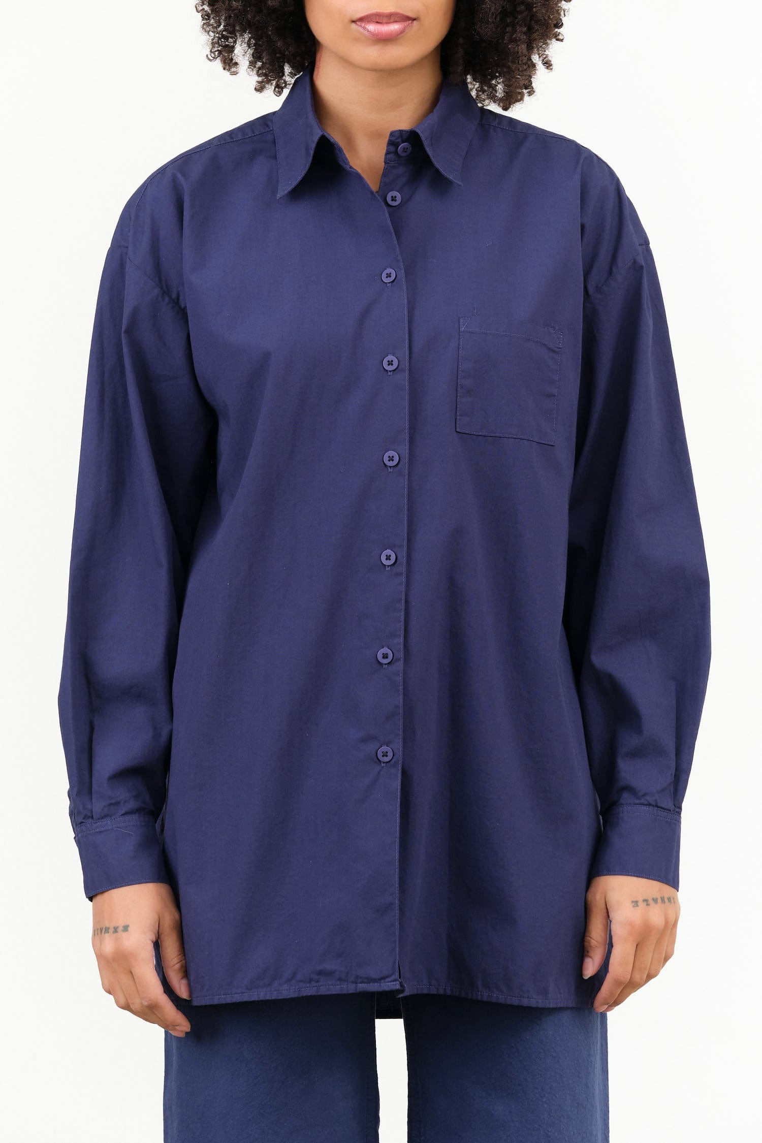 Jesse Kamm Apparel Womens Blouses Painter Shirt in Bill Cunningham Blue
