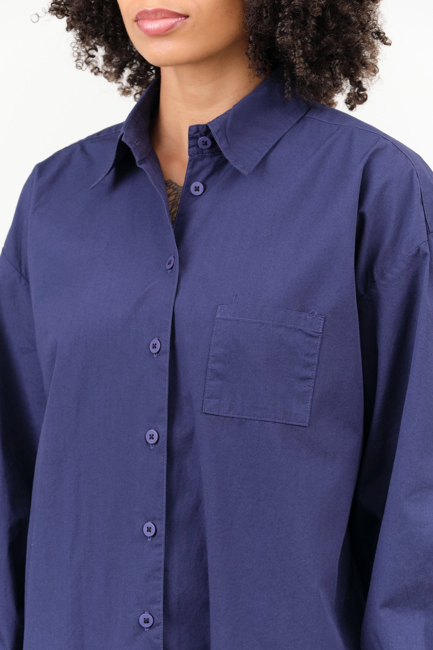 Jesse Kamm Apparel Womens Blouses Painter Shirt in Bill Cunningham Blue