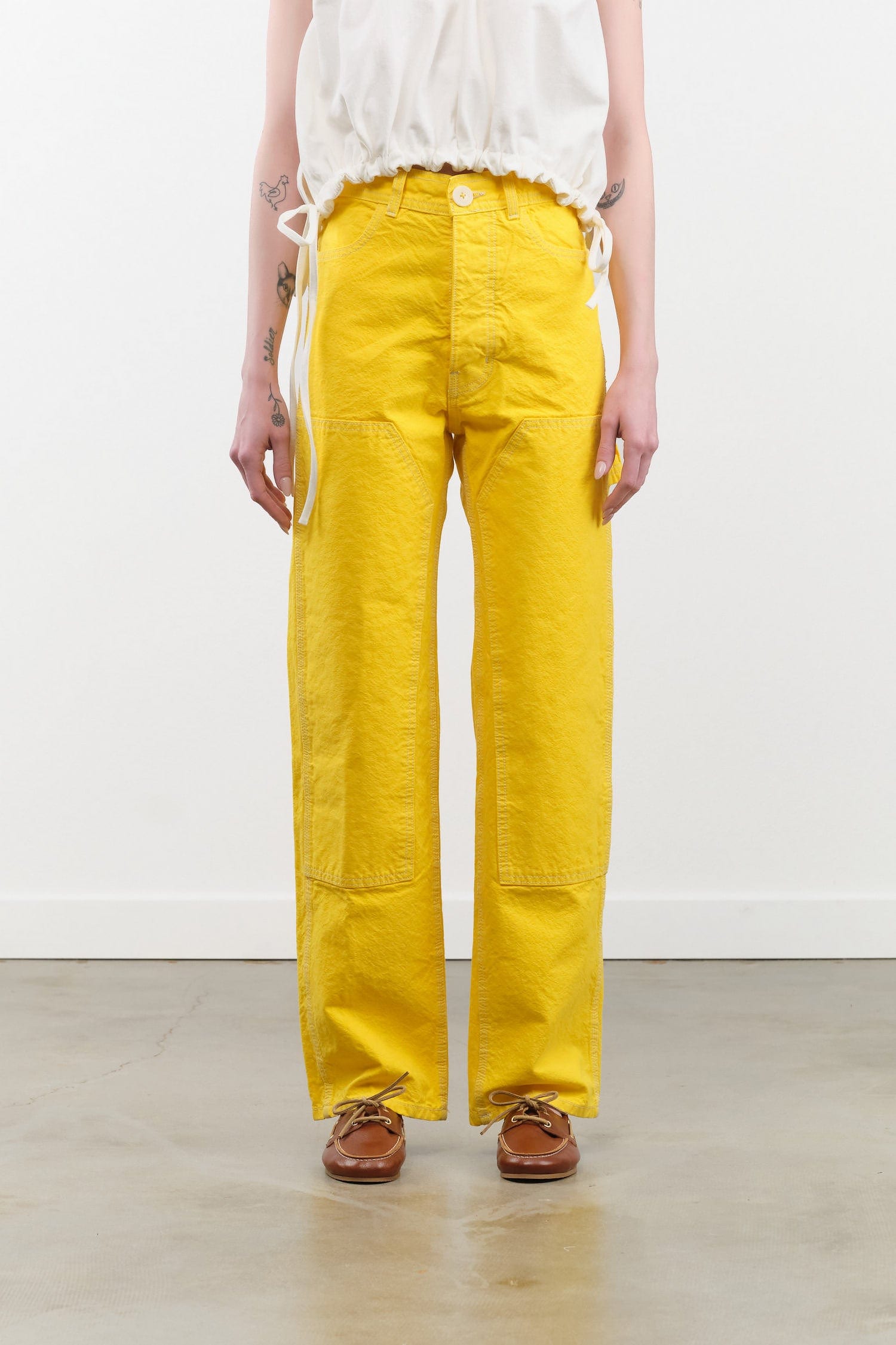 Jesse Kamm Apparel Womens Pants Patchfront Handy Pant in Primary Yellow