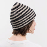 Jo Gordon Accessories Hats Brushed Narrow Stripe Hat in Black & Oatmeal Black & Oatmeal / One Size