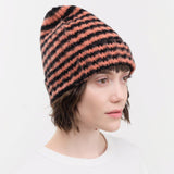 Jo Gordon Accessories Hats Brushed Narrow Stripe Hat in Black & Plaster Black & Plaster / One Size