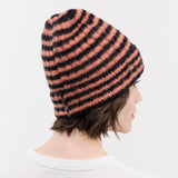 Jo Gordon Accessories Hats Brushed Narrow Stripe Hat in Black & Plaster Black & Plaster / One Size