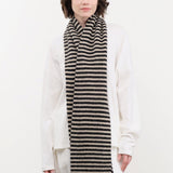 Jo Gordon Accessories Scarves Brushed Narrow Stripe Scarf Black & Oatmeal / One Size