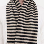 Jo Gordon Accessories Scarves Brushed Narrow Stripe Scarf Black & Oatmeal / One Size
