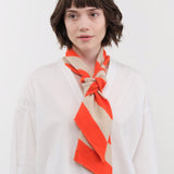 Jo Gordon Accessories Scarves Small Diagonal Stripe Scarf in Orange & Oatmeal Orange & Oatmeal / One Size