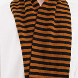Jo Gordon Accessories Scarves Smooth Narrow Stripe Scarf Black & Cumin / One Size
