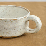 Cappuccino Mug with White Glaze and red speckled accents