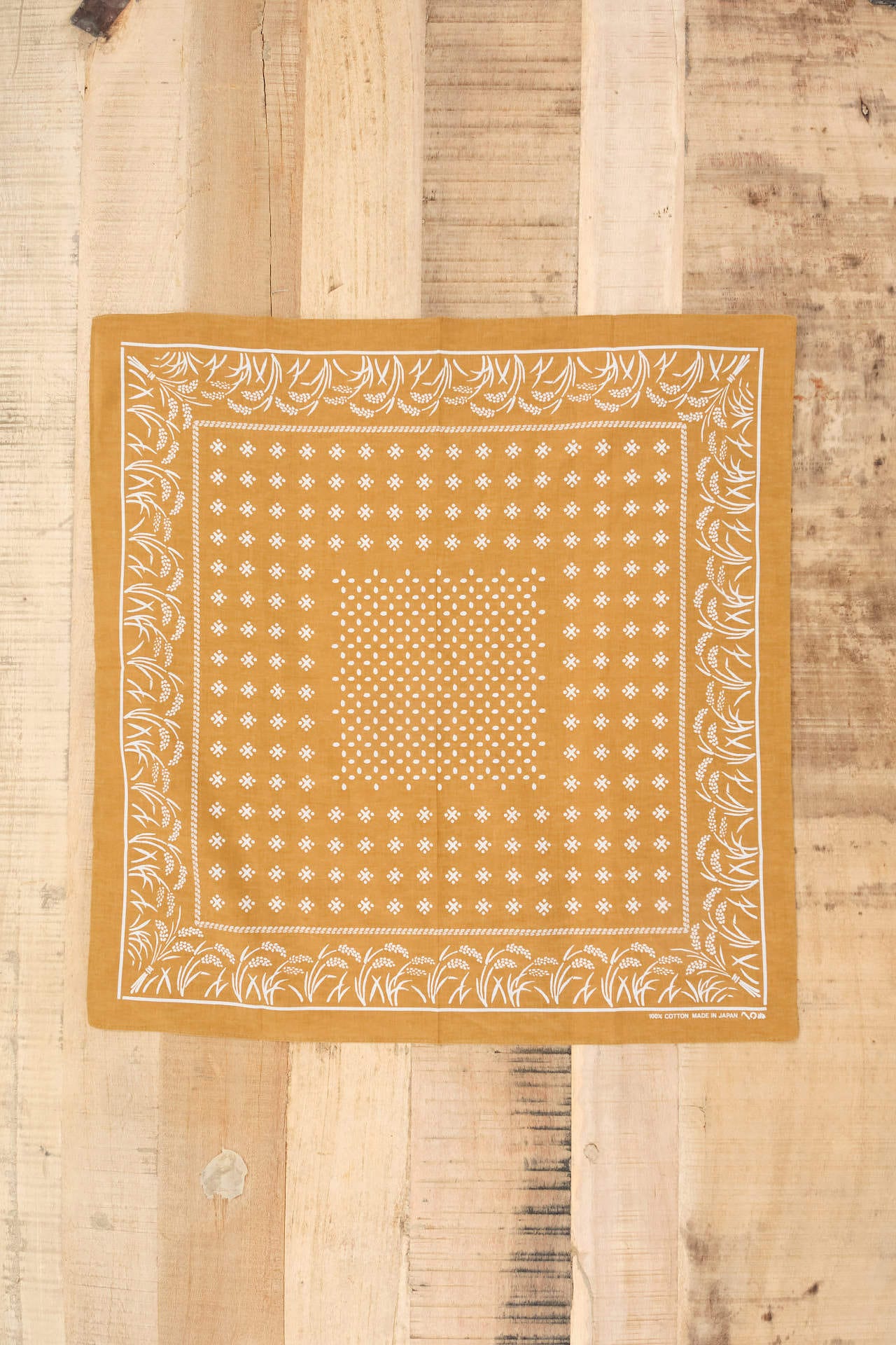 Kamawanu Accessories Bandanas Japanese Classic Pattern Bandana Inaho Rice Brown / 20.5" X 20.5"